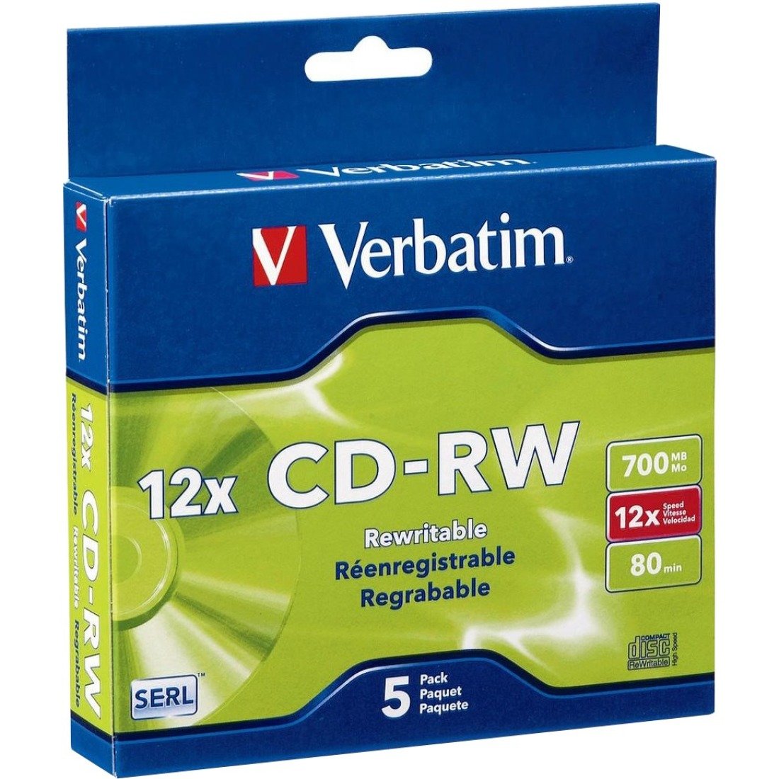 Verbatim Americas Llc 5pk Cd-rw 80min 700mb 4x-12x High Speed