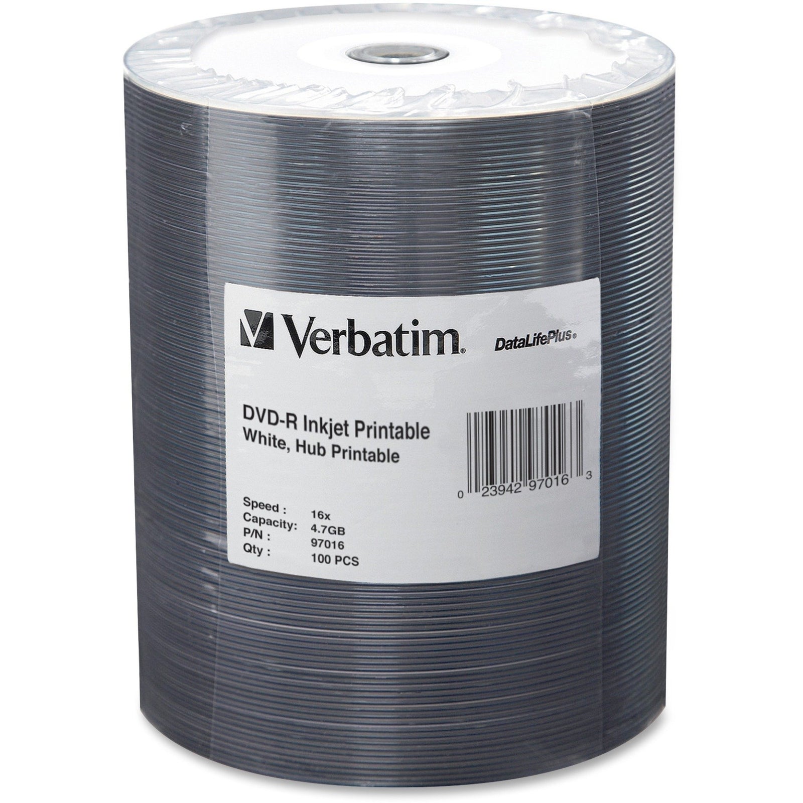 Verbatim Americas Llc Dvd-r 4.7gb 16x Datalifeplus100pk Inkjet