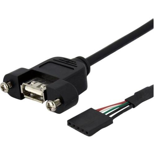 StarTech.com 1 ft Panel Mount USB Cable - USB A to Motherboard Header Cable F-F