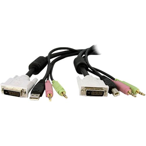 StarTech.com 10ft 4-in-1 USB Dual Link DVI-D KVM Switch Cable w- Audio & Microphone