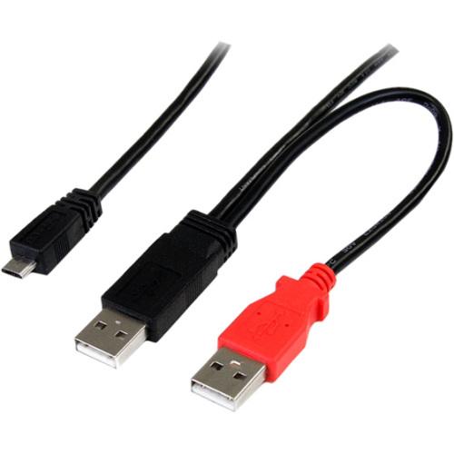 StarTech.com 1 ft USB Y Cable for External Hard Drive - Dual USB A to Micro B