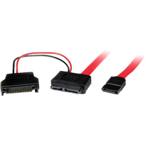 StarTech.com 0.5m Slimline SATA Female to SATA with SATA Power Cable Adapter