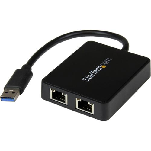 StarTech.com USB 3.0 to Dual Port Gigabit Ethernet Adapter NIC w- USB Port