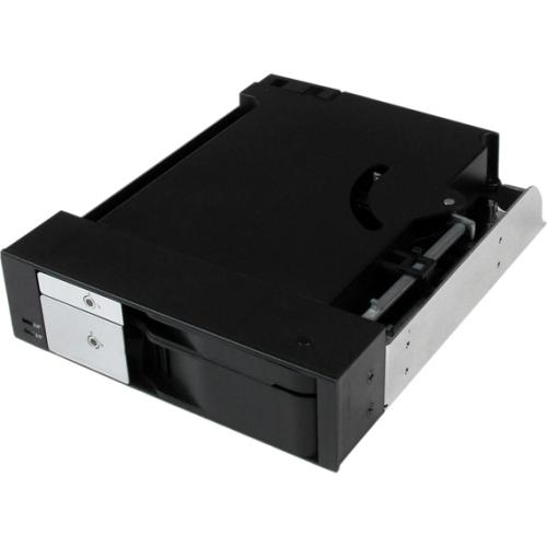 StarTech.com Dual Bay 5.25" Trayless Hot Swap Mobile Rack Backplane for 2.5" and 3.5" SATA-SAS HDD or SSD with Fan