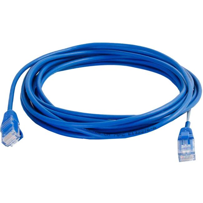 C2G 1.5ft Cat5e Snagless Unshielded (UTP) Slim Network Patch Cable - Blue