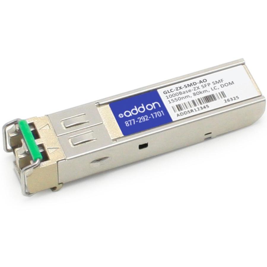 AddOn Cisco GLC-ZX-SMD Compatible TAA Compliant 1000Base-ZX SFP Transceiver (SMF, 1550nm, 80km, LC, DOM)