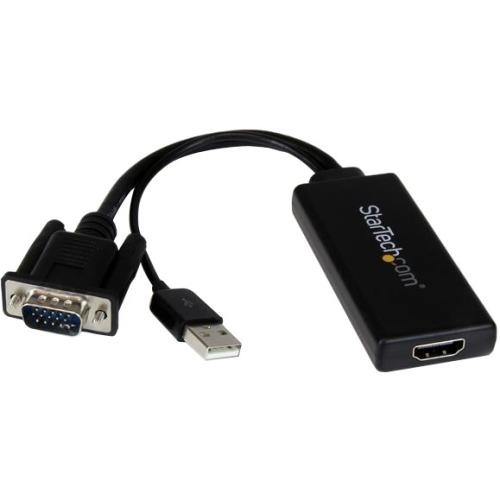 StarTech.com VGA to HDMI Adapter with USB Audio & Power - Portable VGA to HDMI Converter - 1080p - HDMI-USB-VGA for Video Device - 1 Pack - 1 x