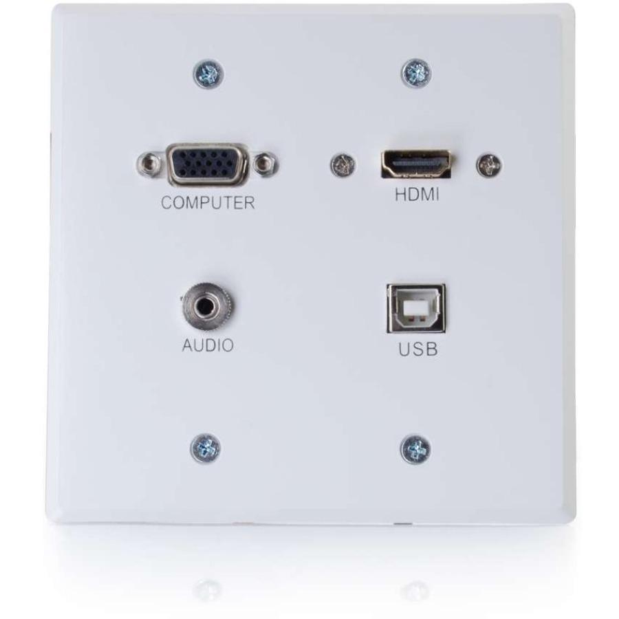C2G-RapidRun HDMI, VGA + Stereo Audio Double Gang Wall Plate Transmitter with USB - White