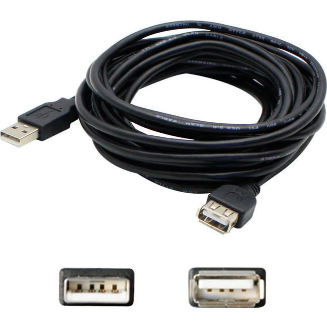 AddOn 15ft USB 2.0 (A) Male to Female Black Extension Cable