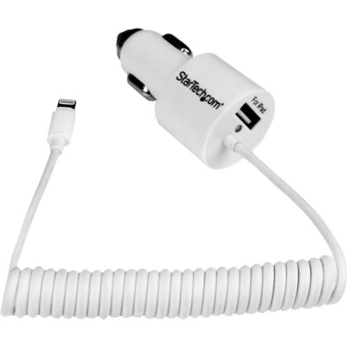 StarTech.com Dual Port Car Charger with Apple 8-pin Lightning Connector and USB 2.0 Port - High Power (21 Watt - 4.2 Amp)