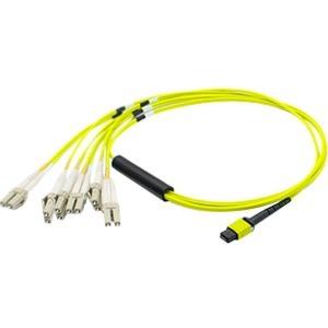 AddOn 10m MPO (Female) to 8xLC (Male) 8-strand Yellow OS1 Fiber Fanout Cable