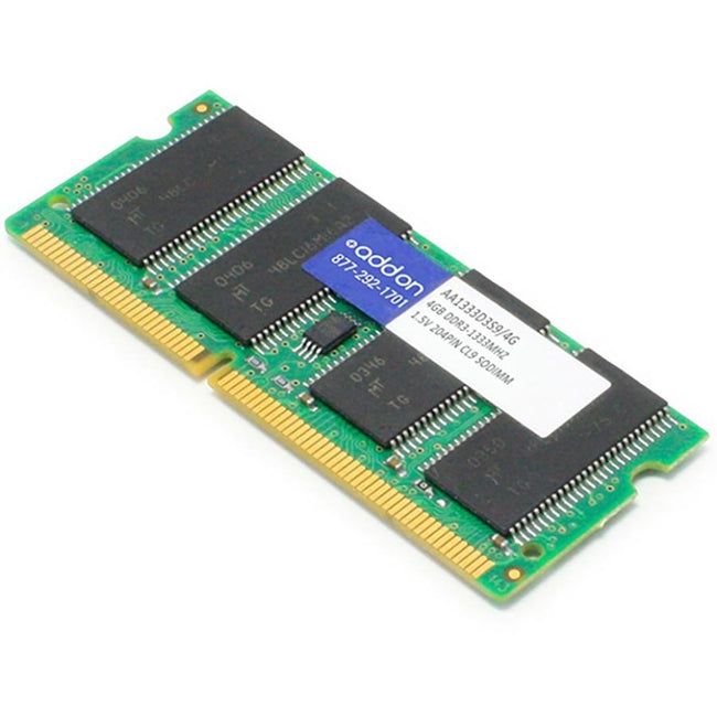 AddOn AA1333D3S9-4G x1 JEDEC Standard 4GB DDR3-1333MHz Unbuffered Dual Rank 1.5V 204-pin CL9 SODIMM