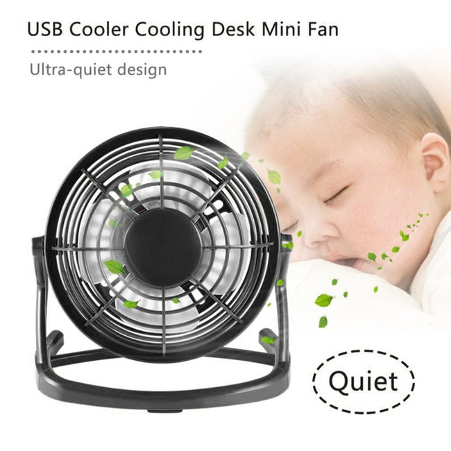 Portable USB Mini Fans Small Desk 4 Blades Cooler Cooling Fan DC 5V Operation Super Mute Silent PC Laptop Notebook